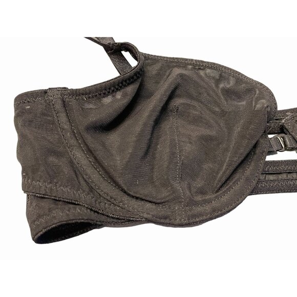 Mesh underwire black bra front close double band 30 B unlined sexy - Picture 2 of 8